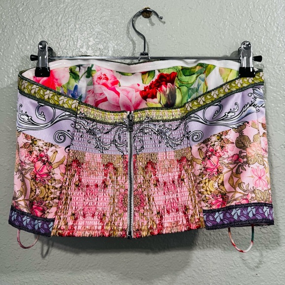 New Alice + Olivia Cerise Smocked Back Floral Bandeau Top Size 10 - Picture 6 of 13